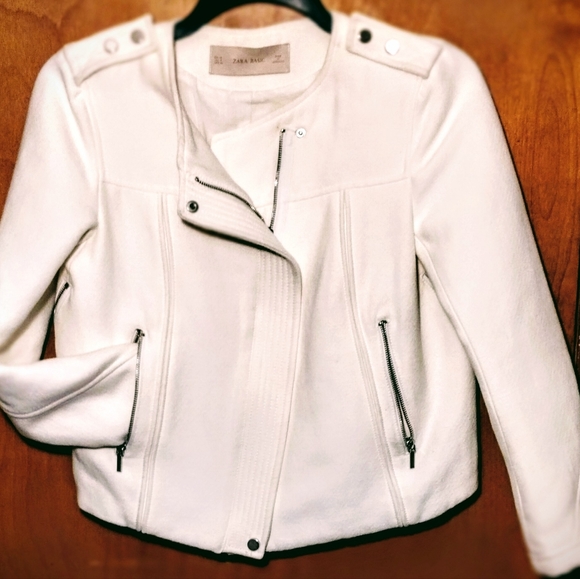Zara Jackets & Blazers - ZARA BASIC suede white biker jacket